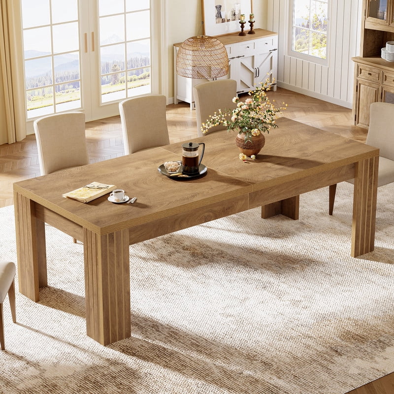 Tribesigns 78.7 Inch Dining Table for 6-8, Large Farmhouse Rectangular Dining Table for Living Room, Kitchen, Home, Rustic Brown