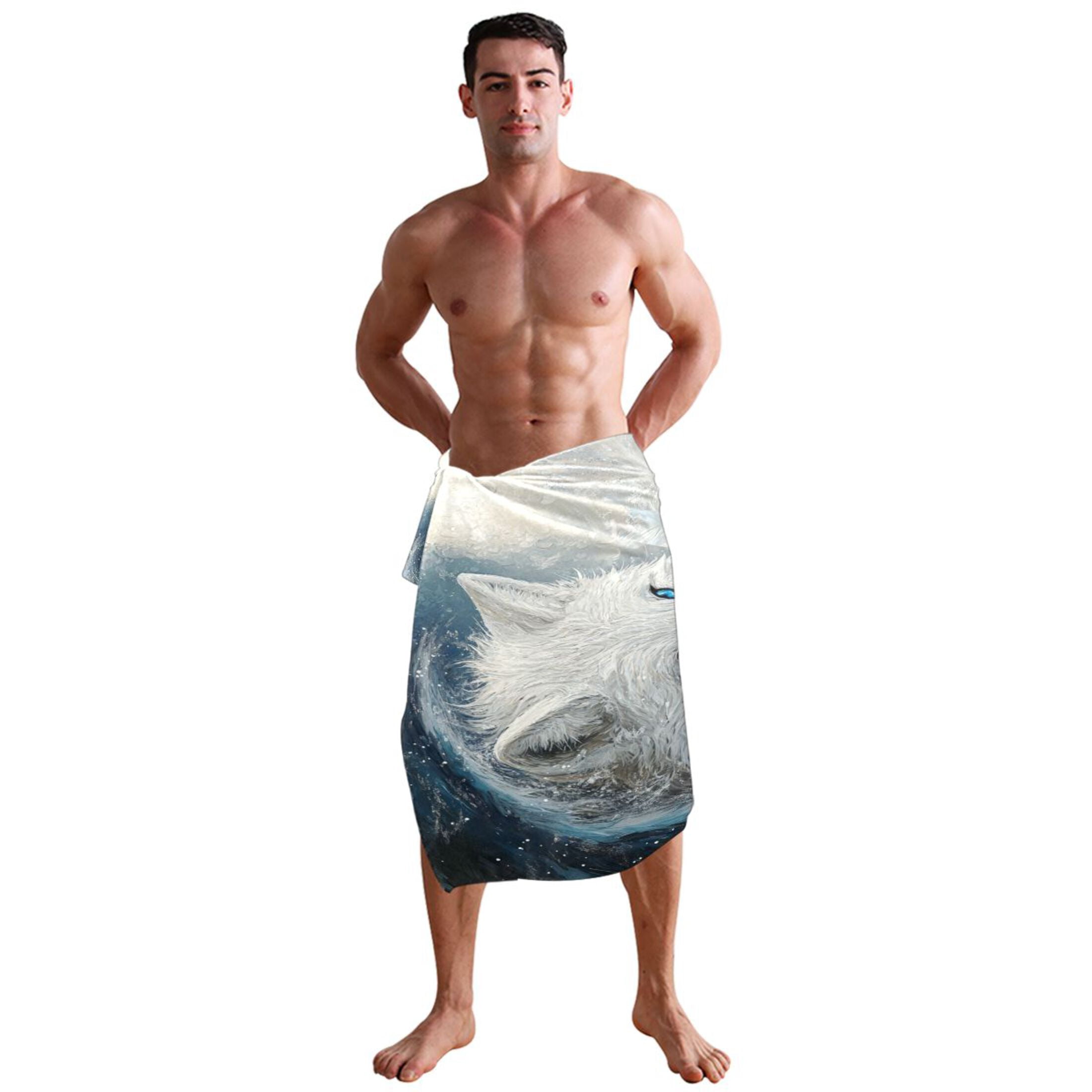 Qxltty White Wolf with Blue Eyes Extra Large Bath Towel 32"x64" Super Soft Highly Absorbent Quick Dry Shower Towel for Hotel Bathroom Guest Spa Gym