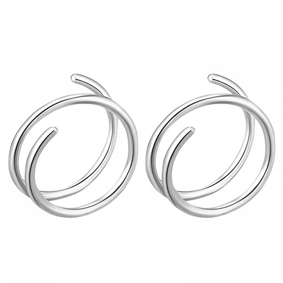 DESIGNICE Double Spiral Hoop Silver Nose Rings, Double Hoop Nose Ring,2-Piece