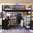 thumbnail image 2 of Bellemave Loft Bed with Desk and Storage, Full Size Loft Bed with Wardrobe and Hanging Rod, Metal Loft Beds Full with Shelves, Noise-Free, Space-Saving, No Box Spring Needed (Full，Black), 2 of 7
