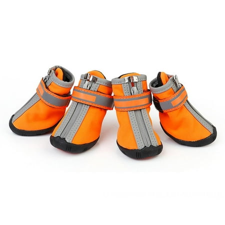 

SUANMAY Dog Boots Non-Slip Waterproof 4-Piece Dog Puppy Shoes Non-Slip Waterproof Abrasion Resistant Pet Supplies Puppy Foot Covers Orange
