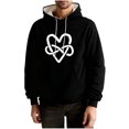 thumbnail image 2 of BEFOKA Long Sleeve Men Hoodie Shirts Crew Neck Sweatshirt For Mens Love Heart Printed Valentine'S Day For Men Drawtring Tops For Men Business Casual Graphic Lightweight Loos Fits Black, 2 of 5