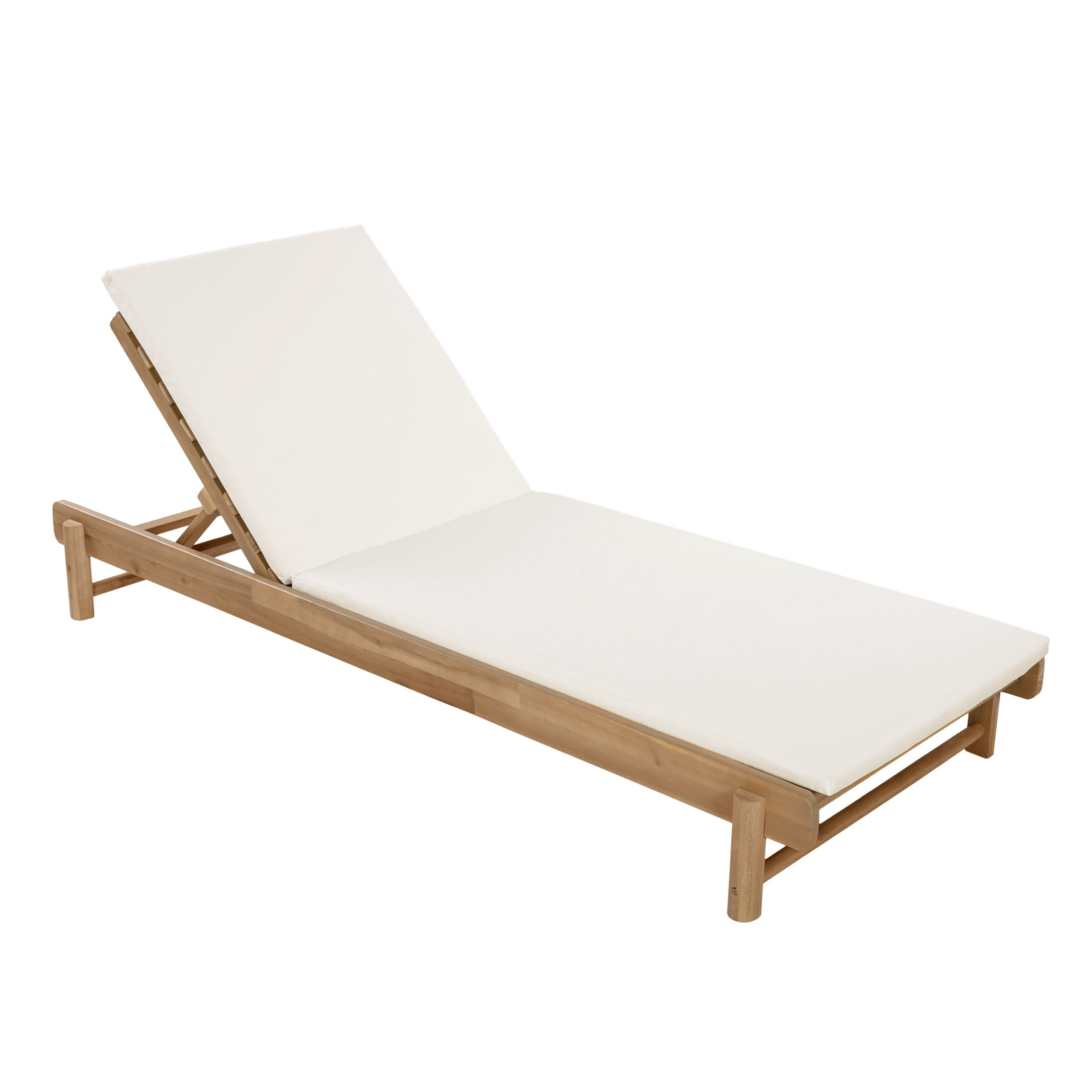 Christopher Knight Home Outdoor Chaise Lounge with 2-Fold Cushion, Adjustable Backrest, Light Teak + Cream