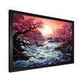 thumbnail image 2 of Designart "Pink Sunrise Over a Japanese River" Landscapes Framed Wall Art Decor - Country Pink Forest River Hallway Framed Wall Art Decor, 2 of 6