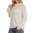 thumbnail image 1 of Gibobby Suéter casual mujer, Suéter ligero de manga larga con cuello redondo para mujer(Blanco,XG), 1 of 4