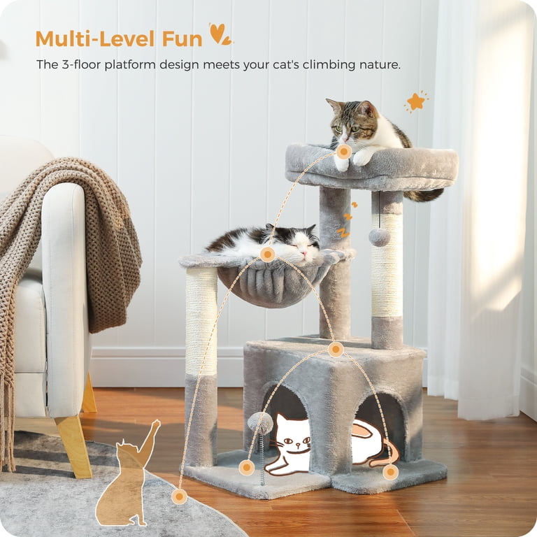PAWZ Road Cactus Cat Tree Tower - Sisal Scratching Post For Large Cats & Kittens, Medium Height