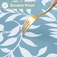 thumbnail image 4 of decorUhome Vinyl Tablecloth with Flannel Backing Rectangle, Waterproof Plastic Table Cover for Dinner, Picnic, Indoor and Outdoor(Blue Leaves, 60" x 120"), 4 of 7