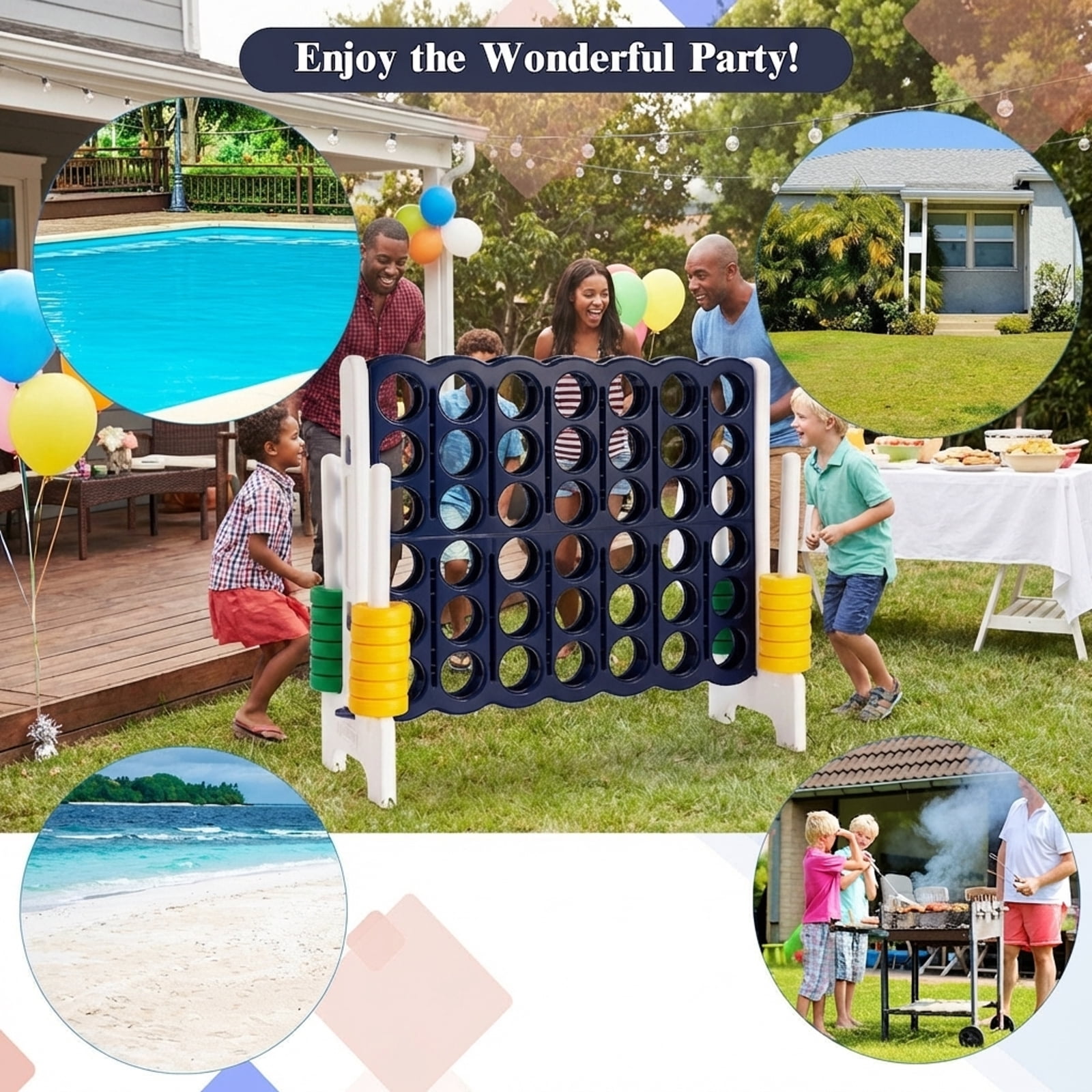 Redsmile 4-to-Score 4 in A Row Giant Game Set for Kids Adults Family Fun Multicolor - Outdoor Backyard Lawn Party Game for Kids Adults