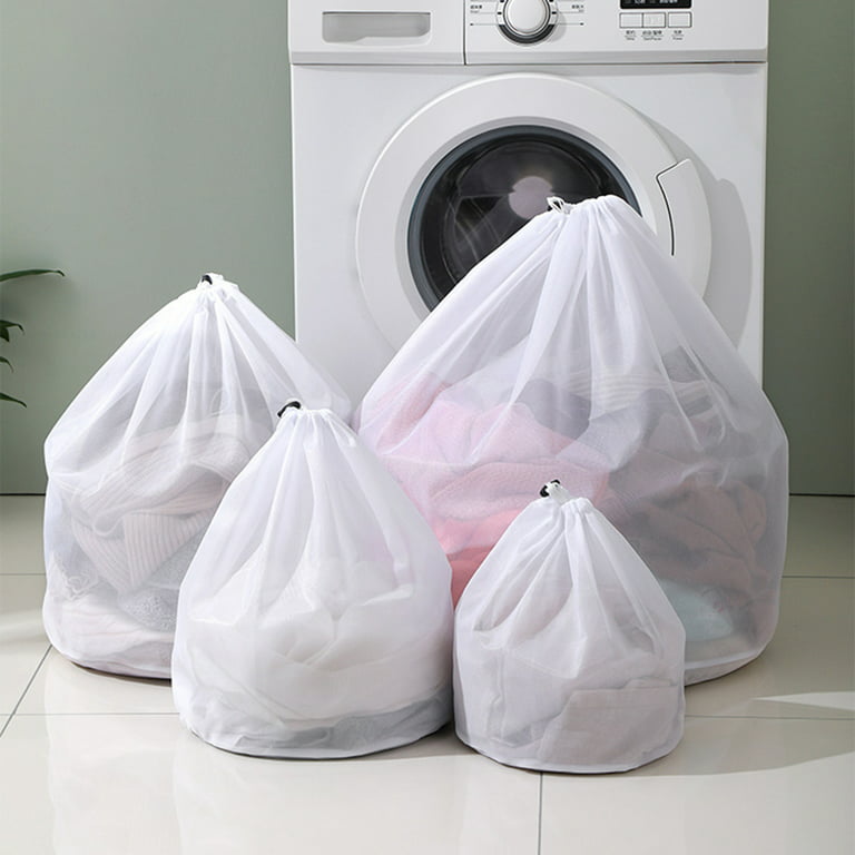 UDIYO 2Pcs Mesh Laundry Bags, Durable Drawstring Laundry Washing