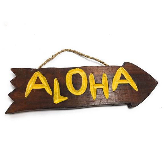 Aloha Arrow Driftwood Sign 12" - Tropical Decor | #dpt528730