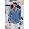 thumbnail image 3 of COOFANDY Mens Cuban Guayabera Shirt Casual Button Down Shirts Long Sleeve Beach Linen Shirts, 3 of 5