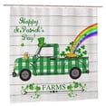 thumbnail image 2 of St.Patricks Day Shower Curtain, Green Buffalo Check Plaid Rustic Truck on Farmhouse Wooden Bathroom Curtain,Polyester Fabric Lucky Clover Leaves with Gold Coins Shamrock Bathroom Decor 72X72 IN, 2 of 7