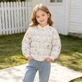 thumbnail image 5 of Wilark Girls Cute Graphic Print Padded Puffer Jackets Stand Collar Snap Quilted Fall Winter Causal Long Sleeve Lightweight Warm Outerwear White 2, 5 of 9