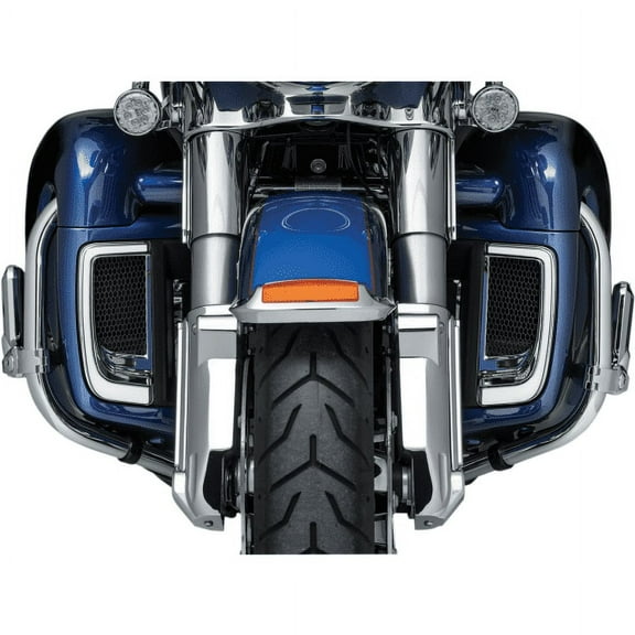 Kuryakyn 5063 Motorcycle Lighting Accessory: Tracer LED Running Light/Turn Signal Fairing Lower Grills for 2014-20 Harley-Davidson Motorcycles, Chrome, 1 Pair