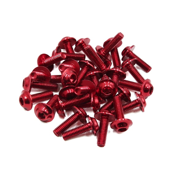 Unique Bargains 30pcs Universal Red M6 x 20mm Motorcycle Metal Faraing Hexagon Bolts Screws