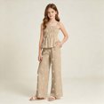 thumbnail image 2 of UAYOTSE Girls Summer Wide Leg Pants 2Pcs Set Fashion Top + Trousers Casual Outfit 5-15Y Size 11-12 Years, 2 of 9