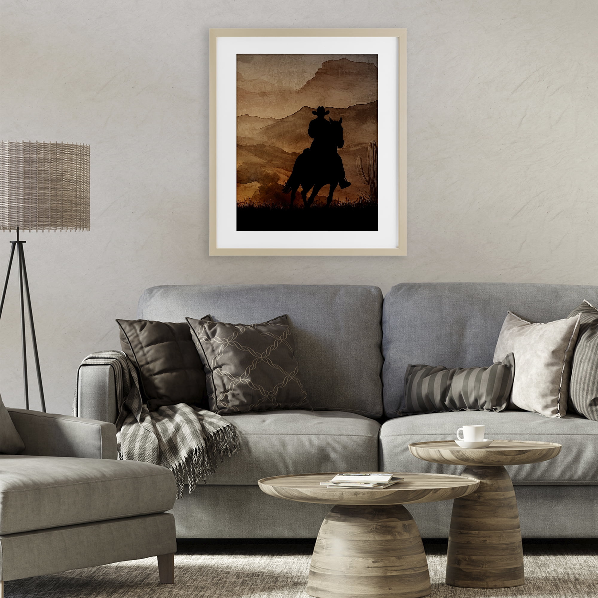Stupell Industries Cowboy's Sunset Ride Birch Framed Print Under Glass, design by Kim Allen