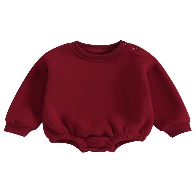 Combinaison pour Bébé Garçon Fille en Molleton, Chandail à Col Rond, Combinaison, Uni, Manches Longues, Chandail Bouffant, Cache-Couche, Tenue d'Automne Hiver