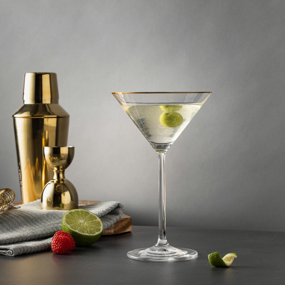 (2 pack) Thyme & Table 7 fl oz Martini Glass with Gold Rim