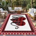 thumbnail image 2 of Happy Valentine's Day Outdoor Rug for Patio/Deck/Porch, Non-Slip Large Area Rug 5 x 8 Ft, Red Black Love Heart Romance Plaid Indoor Outdoor Rugs Washable Area Rugs, Camping Rug Carpet Runner, 2 of 8