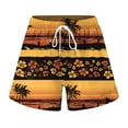 thumbnail image 5 of felwors Women's Ombre Sunset Palm Tree Print Shorts Elastic Drawstring Waist Pink Yellow Summer Beach Casual Shorts with Pockets (Light Yellow, XXL), 5 of 5