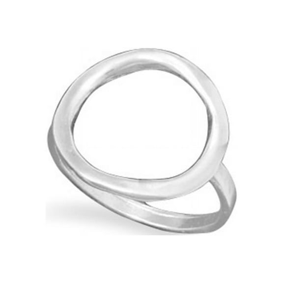 Open Circle O Ring Textured Sterling Silver, Size 4 to 11