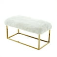 thumbnail image 3 of Inspired Home Randy Faux Fur Bench Goldtone Frame Ottoman Modern, White, 3 of 8