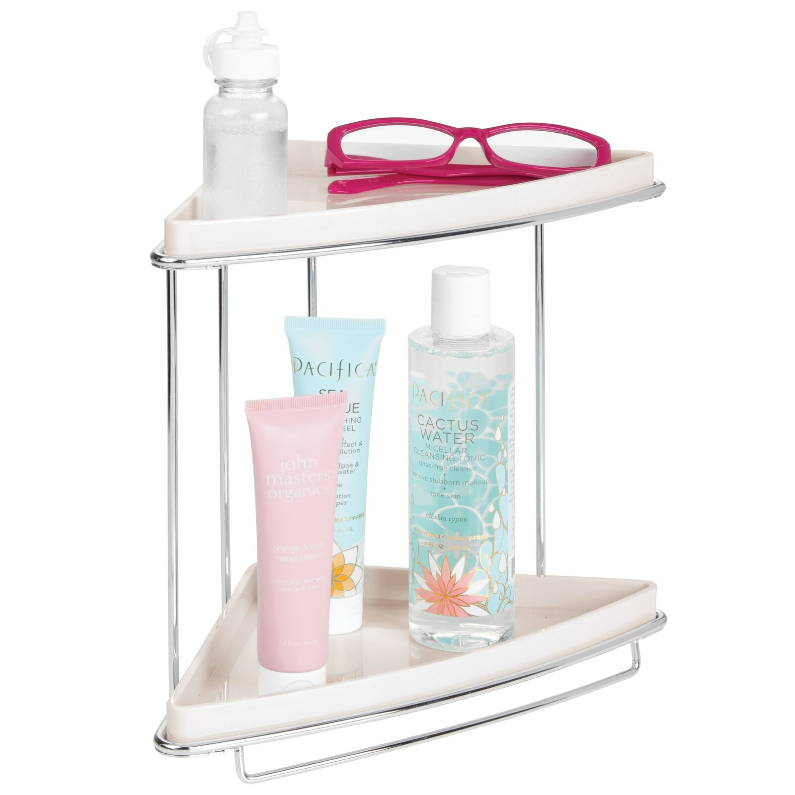 mDesign Steel/Plastic 2-Tier Bathroom Freestanding Organizer Shelf - Cream