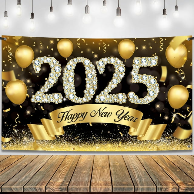 Banner Katchon Feliz Año Nuevo 2025 72 x 44 pulgadas con cinta