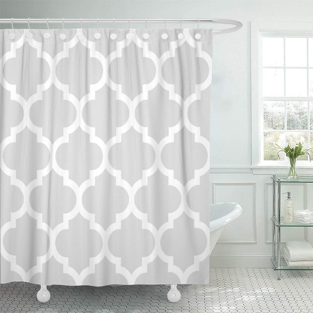 Bath Shower Curtain 60x72 Inch, Black And White Trellis Shower Curtain