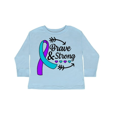 

Inktastic Suicide Prevention Awareness Brave and Strong with Arrows Gift Toddler Boy or Toddler Girl Long Sleeve T-Shirt