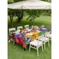 thumbnail image 4 of Outdoor Tablecloth with Umbrella Hole for Patio/Picnic/Party/Camping, Spring Flowers Waterproof Table Cloth Rectangle Table Cover Washable, Watercolor Farmhouse Colorful Wooden Grain (60"x 120"), 4 of 8