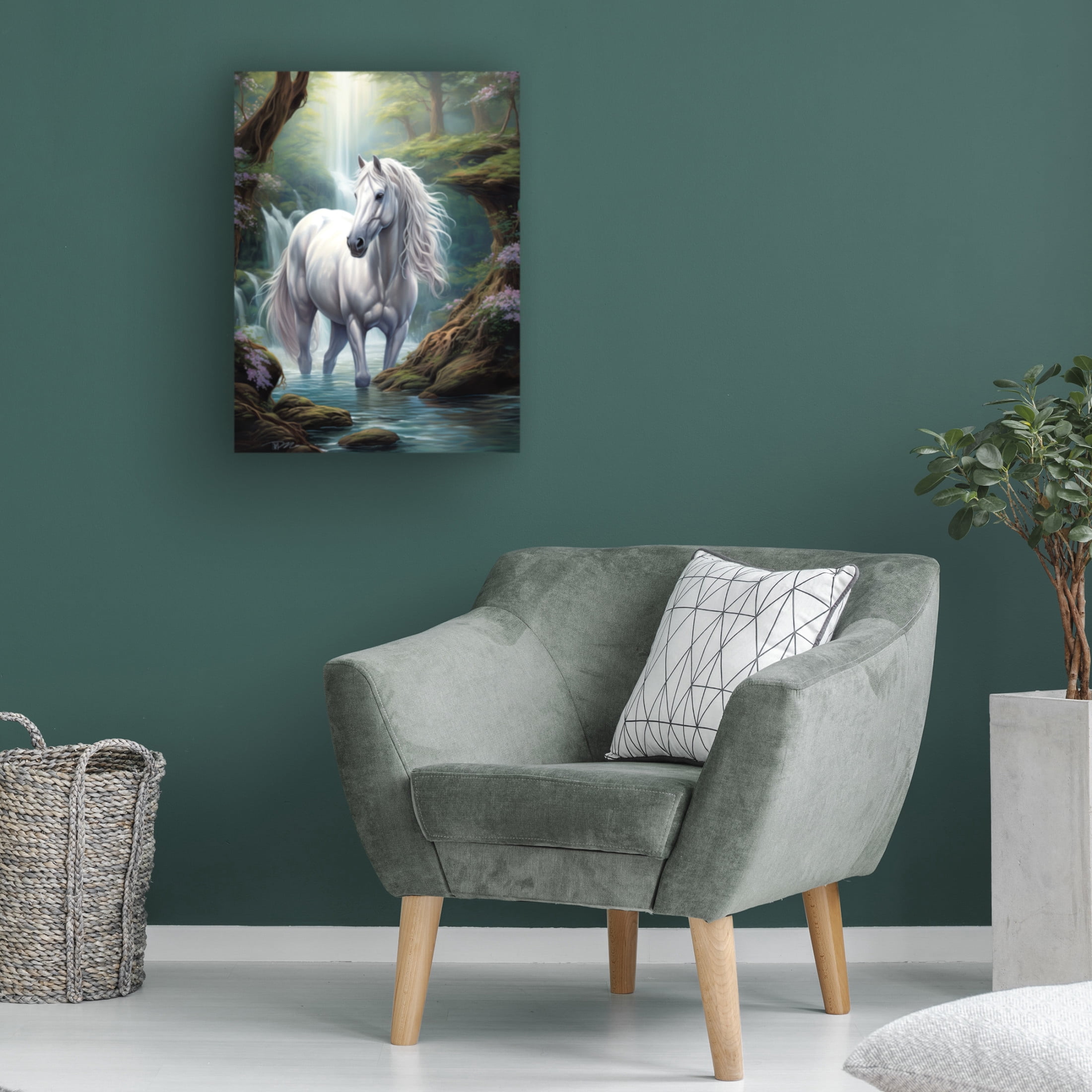 Canvas Wall Art - Momart 'Fairy White Horse' Wall Art for Living Room, Bedroom, or Office Décor by Trademark Fine Art - 24 x 32 Inches