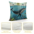 thumbnail image 4 of Whale Throw Pillow Cushion Cover, Massive Whale The Master of The Oceans Themedround Planet Nature, Decorative Square Accent Pillow Case, Blue Orange, 4 of 5
