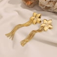 thumbnail image 5 of Boho Flower Long Tassel Dangle Drop Stud Earrings for Women Stainless Steel 18K Gold Plated Pearl Floral Blossom Chain Statement Charm Dangling Earring Fashion Jewelry Birthday, 5 of 7