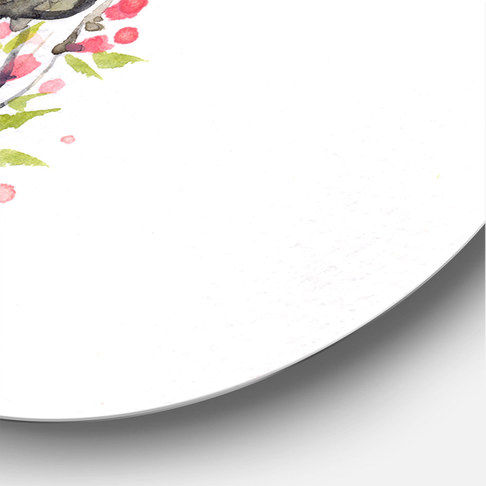 Designart 'Red Spring Flowers On Tree Branches' Traditional Circle Metal Wall Art 23x23 - Disc of 23