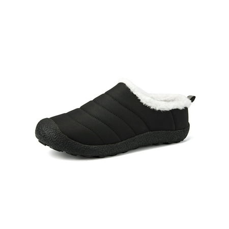 

Ferndule Womens Round Toe Winter Shoes Travel Comfortable Plush Lining Casual Comfort Shoe Slip On Warm Booties Low-top Black 9.5