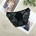 thumbnail image 3 of Gibobby Ropa interior para mujer de encaje Encaje transpirable de encaje sexy para mujer Ahueca hacia fuera y las nalgas Bragas breves puras(Negro,Talla única), 3 of 4