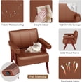 thumbnail image 2 of LAZZO Accent Chair, Faux Leather Upholstered Armchair for Living Room, Office and Bedroom, Brown, 2 of 7