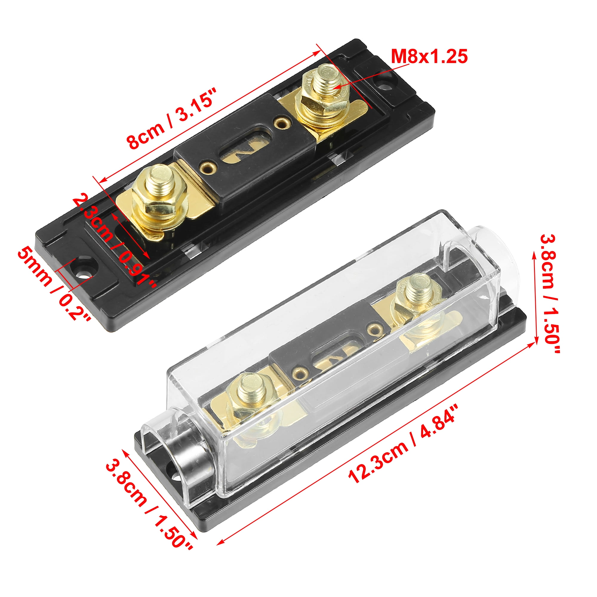 5pcs 300 Amp Fuse 0 4 8 10 Gauge Inline ANL Fuse Holders Clear Black Fuse Block for Car Audio Video Stereo
