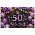thumbnail image 2 of Golden Theme 50 & Fabulous Glitter Banner for Birthday Party Celebration Indoor Decoration, 2 of 8