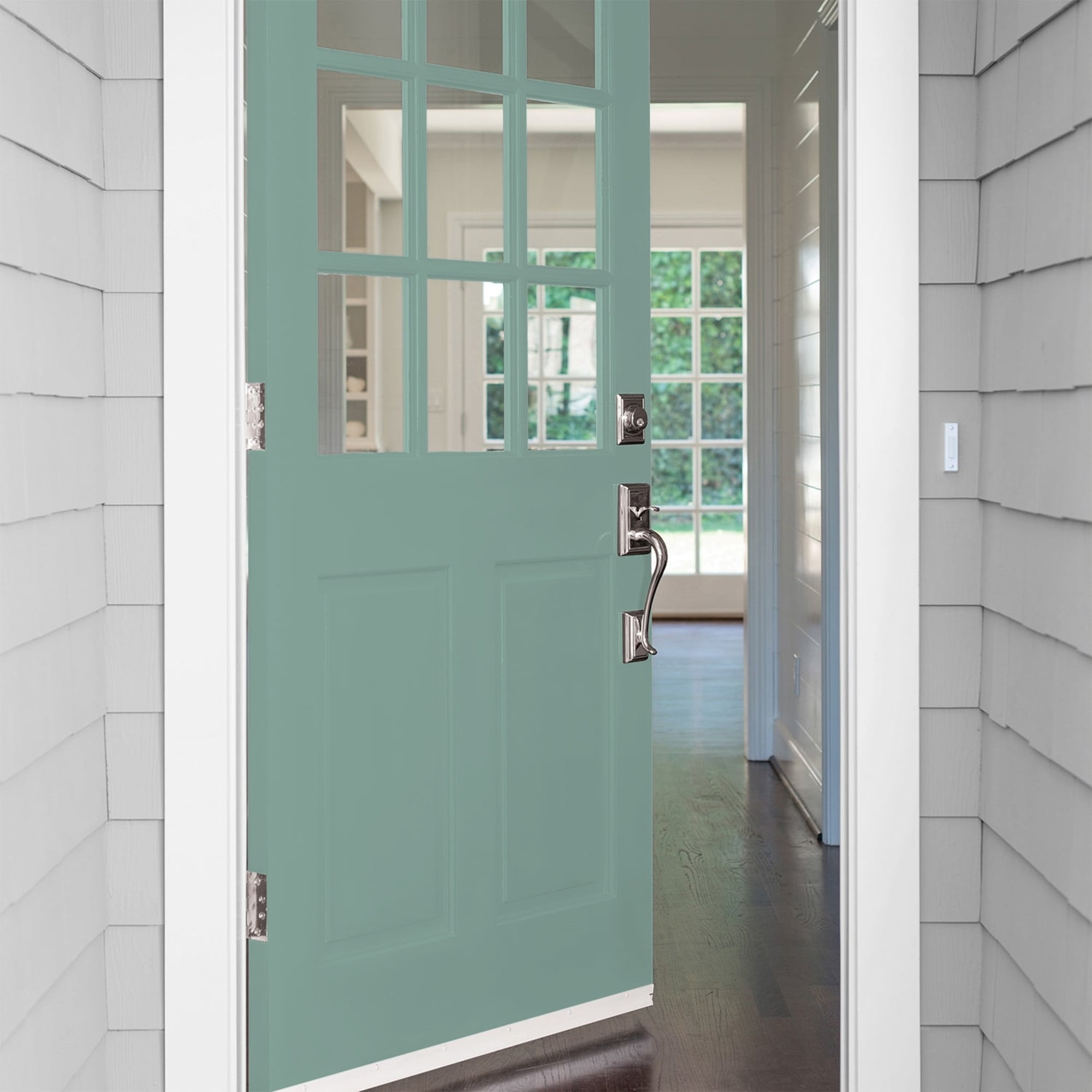Glidden HEP Silver Laurel / Green Satin Exterior Paint with Primer, 1 Quart
