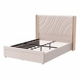thumbnail image 6 of Euroco Upholstered Full Size Platform Bed with Drawers, Velvet Bed with Wingback Headboard and RGB Light, Beige, 6 of 8