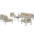 thumbnail image 2 of Modway Shore 7 Piece Outdoor Patio Sectional Sofa Set in Silver Beige, 2 of 7
