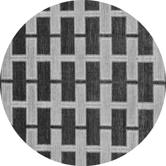 Ahgly Company Indoor Round Abstract Gray Modern Area Rugs, 4' Round