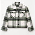 thumbnail image 4 of Flannels For Women Cropped Shacket Jacket Fashion Plaid Fall Coat Button Down Crop Jacket Trendy Clothes Fall Winter Outwear, 4 of 9