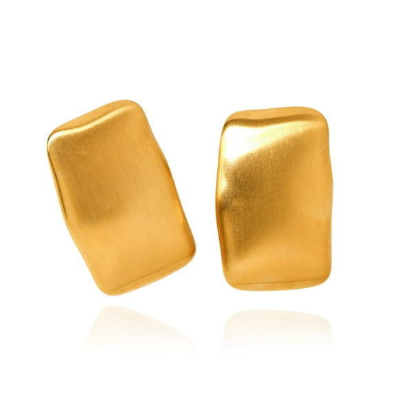 CETVLY Large Thick Rectangle Ear Stud Earrrings for Women,Oversized Chunky Geometric Minimalist Stainless Steel 18K Gold Plated Earrings,Non Tarnish Statement Trending Jewelry(matte gold)