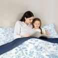 thumbnail image 5 of jejeloiu Retro Rustic Flower Queen Comforter Set,Natural Plant Bedding Sets,White Blue Bedding Comforter Set For Girls Kids,Super Cozy Room Decor Reversible,3 Pieces, 5 of 8