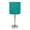 Teal, variant on LimeLights Stick Lamp with Charging Outlet and Fabric Shade - Brushed Steel