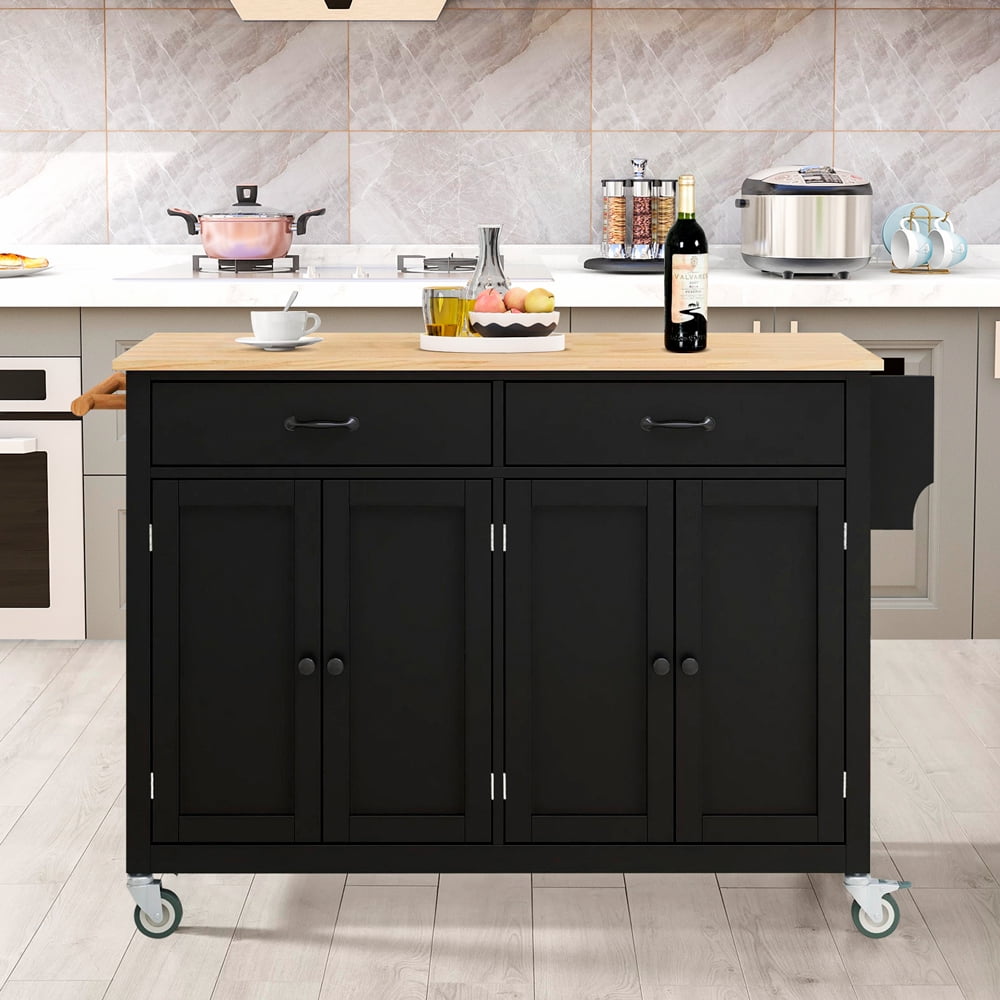 Farmhouse Kitchen Island Microwave Carts with storage for Home and Kitchen, Kitchen Storage